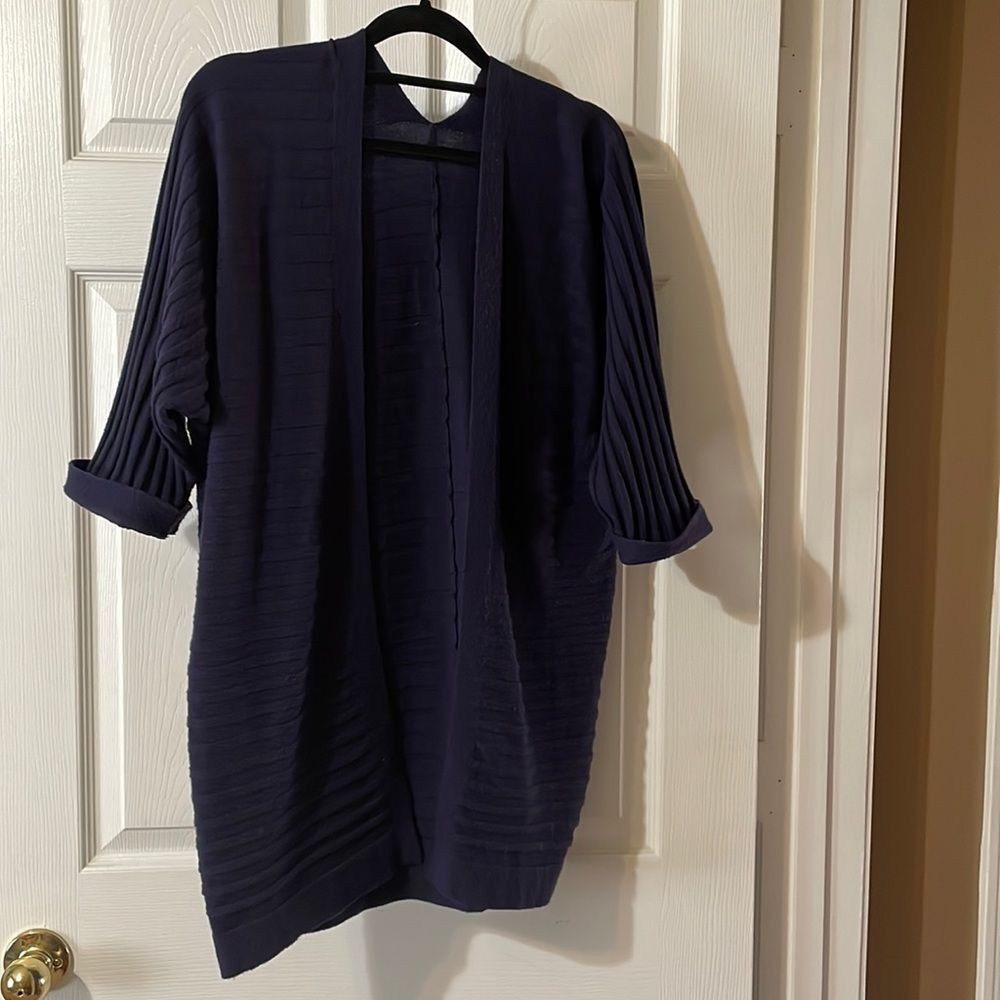 Navy‎ blue ribbed open cardigan sweater size S